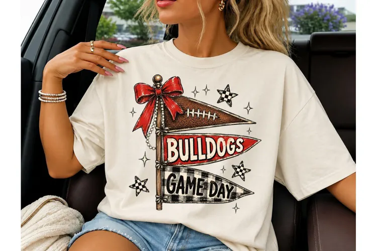 Bulldogs Game Day PNG Pennant Tee Design