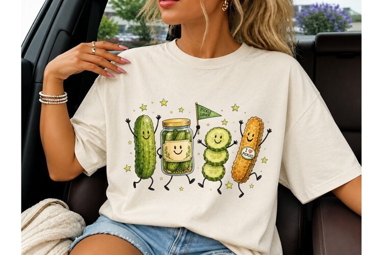 Pickle Lover Fun Characters PNG Shirt example image 1