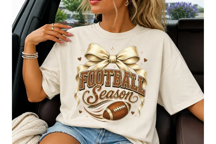 Football Season Coquette Bow PNG Shirt