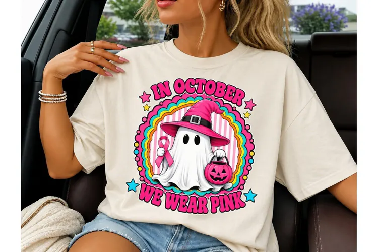 In October We Wear Pink Ghost PNG Tee