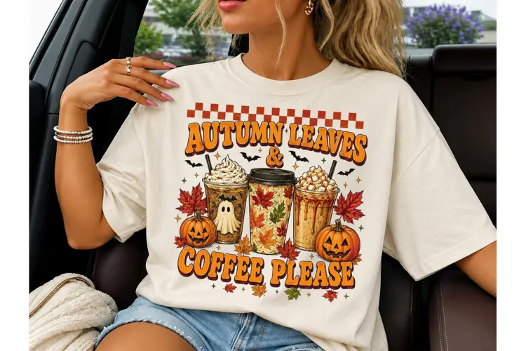 Autumn Leaves Coffee Please PNG Shirt