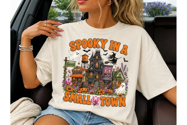 Spooky Small Town Halloween PNG Tee