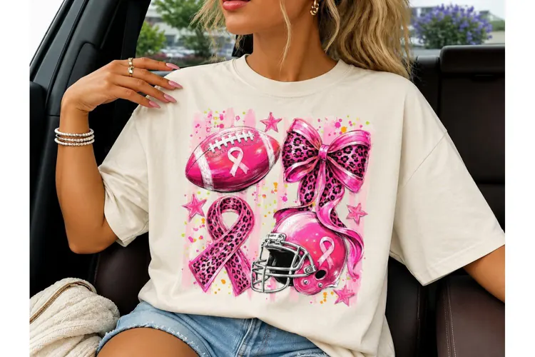 Breast Cancer Football PNG Sublimation T