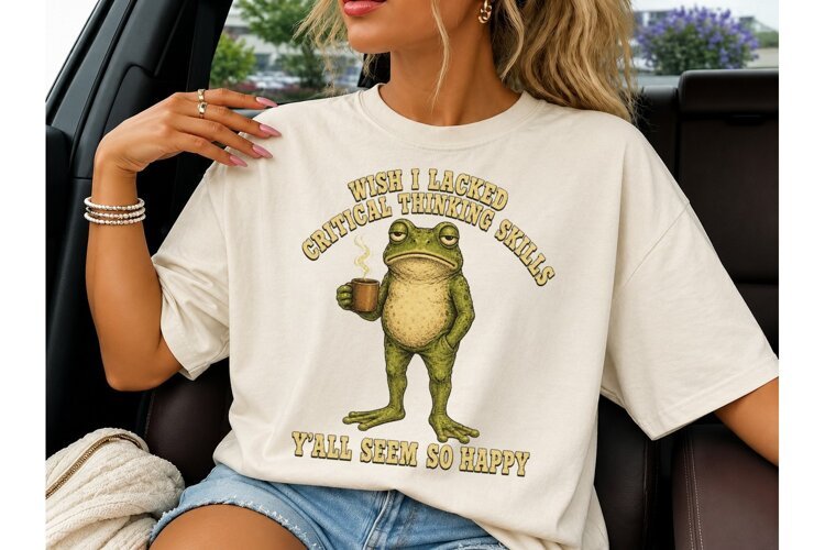 Funny Frog Critical Thinking PNG Tee example image 1