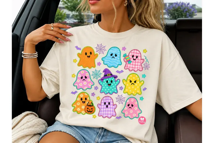 Cute Ghost Halloween PNG Shirt Design