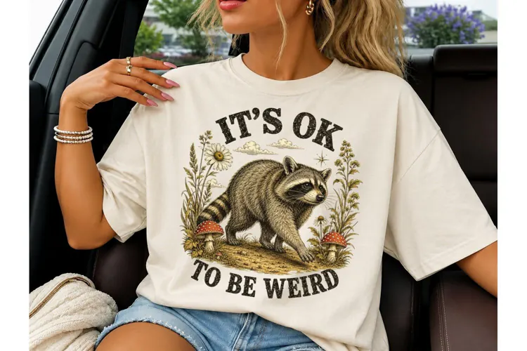 It's Ok To Be Weird Raccoon PNG Tee