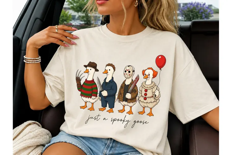 Spooky Goose Horror Halloween PNG Tee