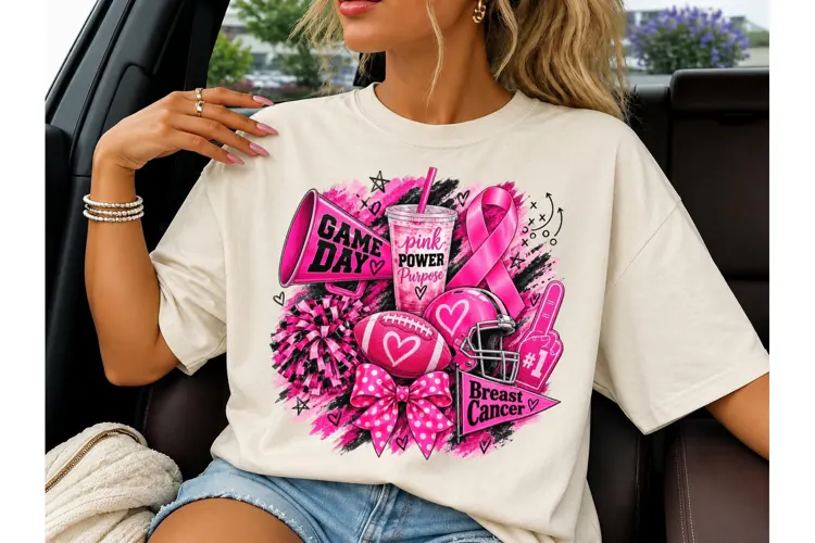 Game Day Breast Cancer PNG Shirt Design