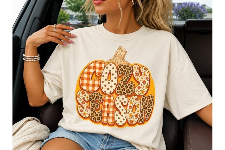 Cozy Season Pumpkin Fall PNG Sublimation example image 1