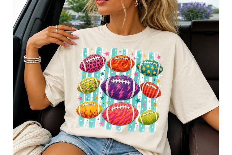 Colorful Football PNG Sublimation Design example image 1