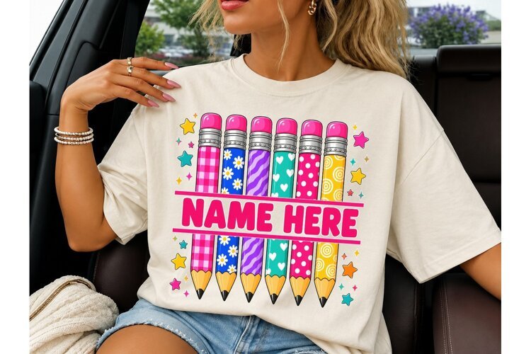 Personalized Pencils Teacher PNG Tee example image 1