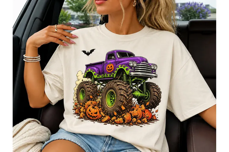 Halloween Monster Truck PNG Tee Design