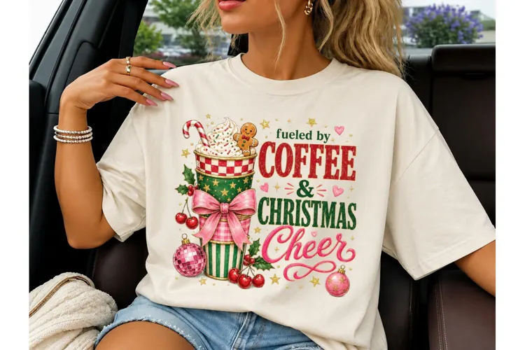 Fueled by Coffee Christmas PNG Shirt