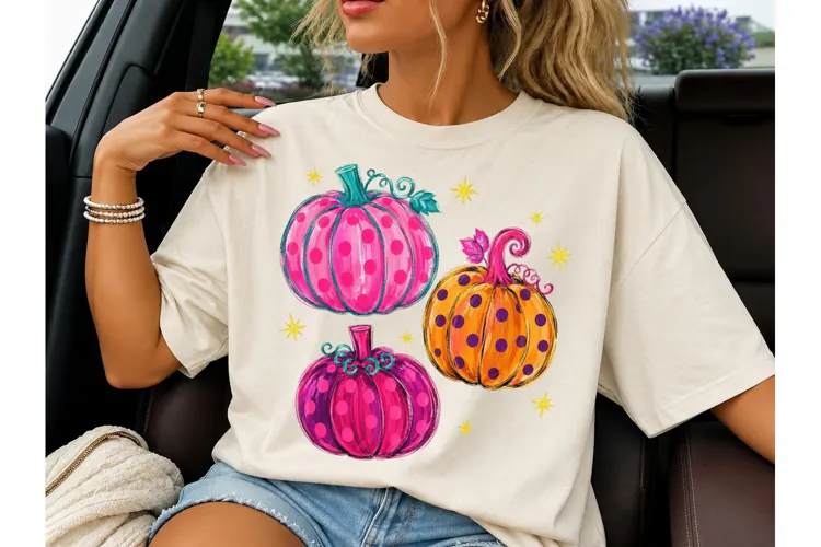 Polka Dot Pumpkins Fall PNG Sublimation