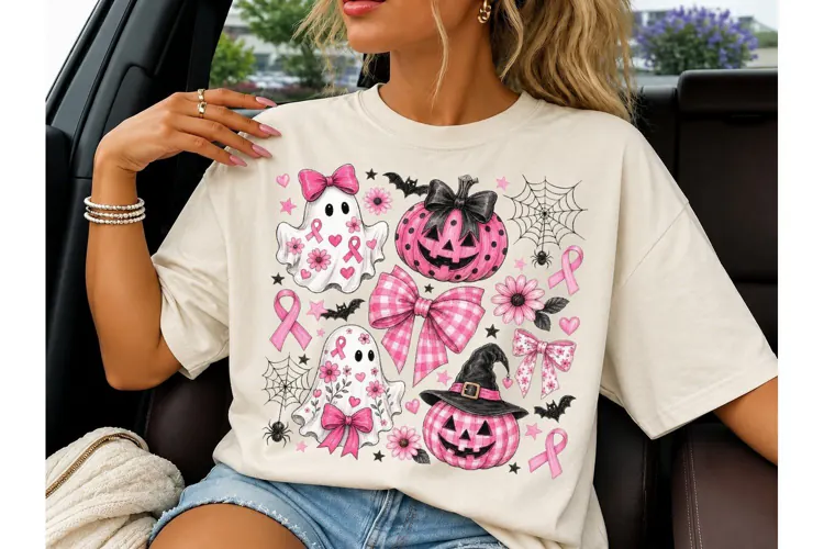 Pink Halloween Ghost Pumpkin PNG Sublima