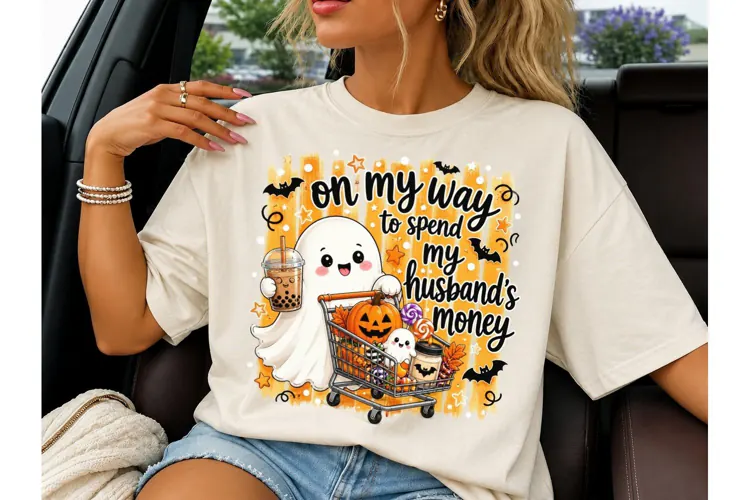 Halloween Ghost Shopping PNG Tee Design
