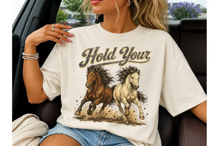 Hold Your Horses Western PNG Tee Design