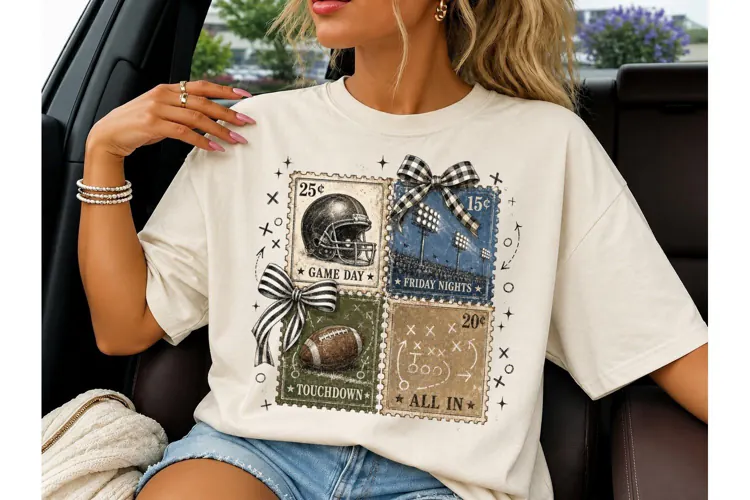 Football Stamp Collage PNG Shirt Design