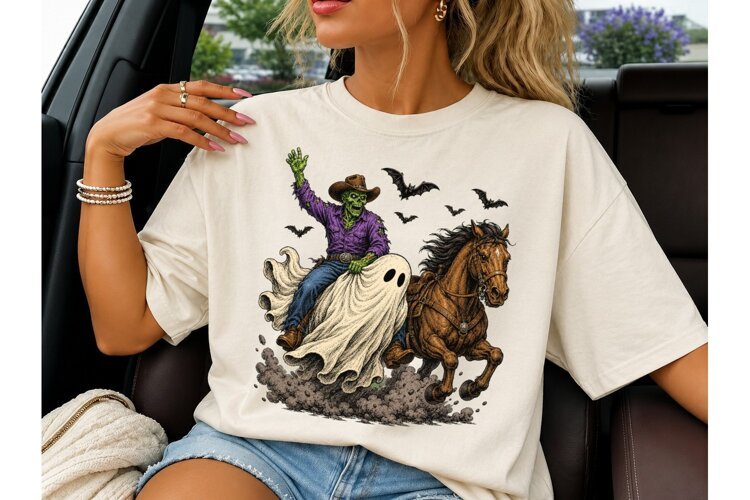 Zombie Cowboy Ghost Rider Halloween PNG example image 1