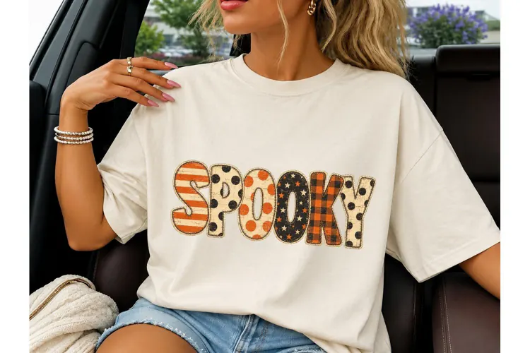 Spooky Halloween Patchwork PNG Tee Desig