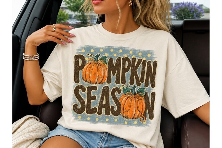 Pumpkin Season Fall PNG Sublimation Tee example image 1