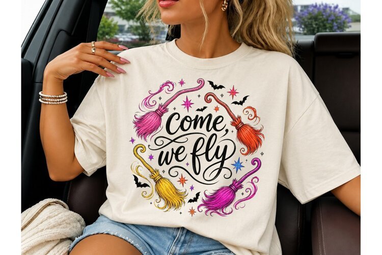 Come We Fly Witch Broom Halloween PNG example image 1