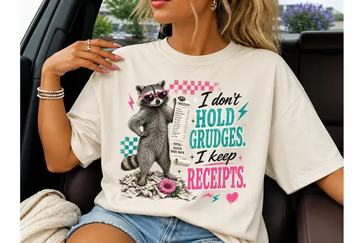 Raccoon Grudges Receipts Funny PNG Tee