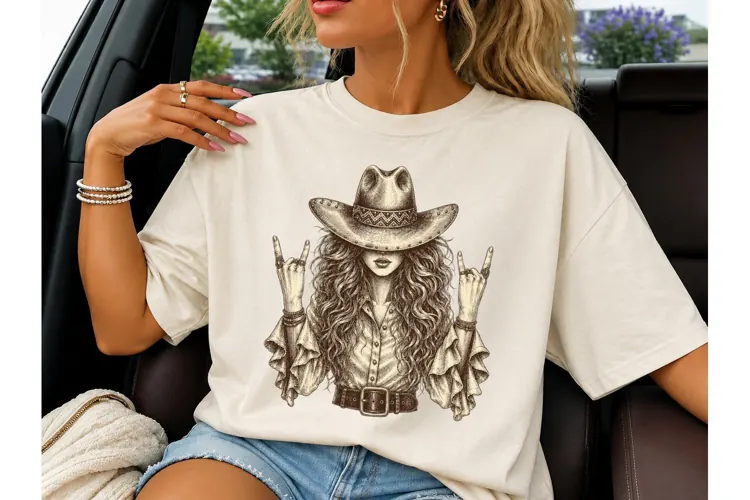 Cowgirl Rock On PNG Sublimation Shirt