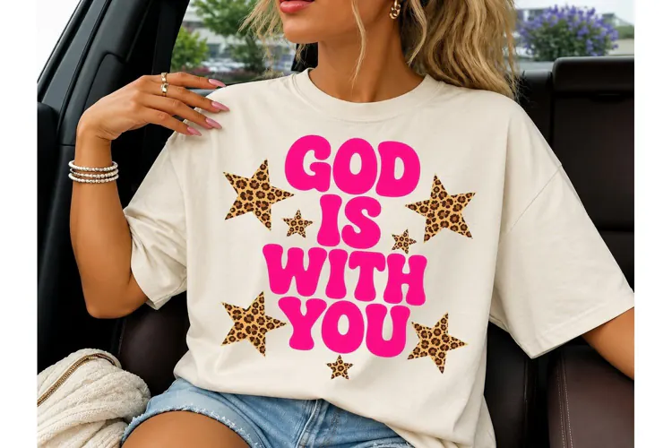 God Is With You Leopard Stars PNG Tee