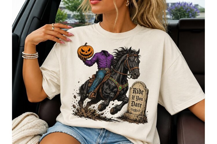 Headless Horseman Halloween PNG Tee example image 1