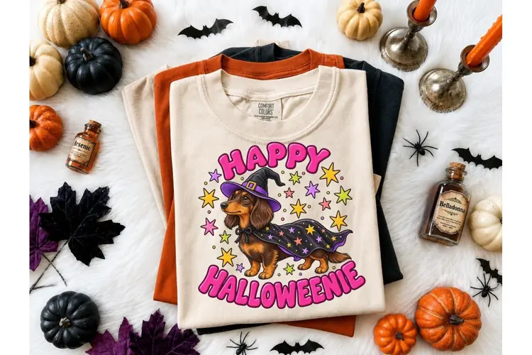 Happy Halloweenie Dachshund PNG Tee