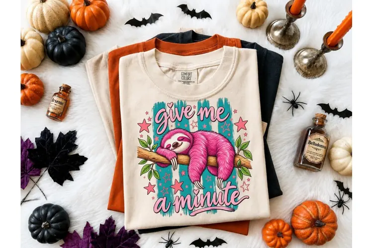 Give Me A Minute Sloth PNG Tee Design