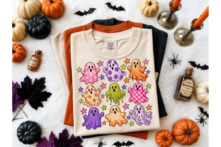 Cute Halloween Ghosts PNG Shirt Design