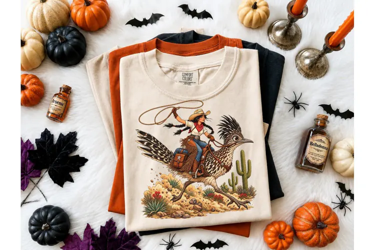 Cowgirl Roadrunner Western Halloween PNG