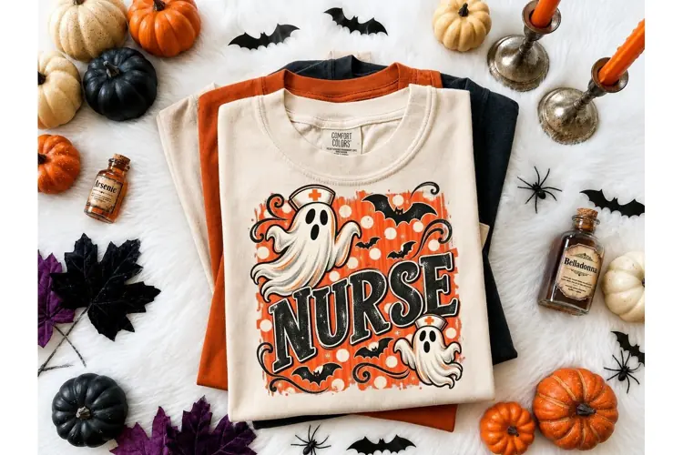 Halloween Nurse Ghost PNG Shirt Design