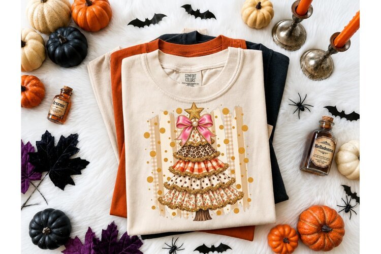 Boho Christmas Tree Halloween PNG Tee example image 1