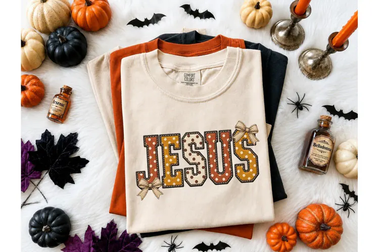 Jesus Polka Dot Bow PNG Sublimation Tee