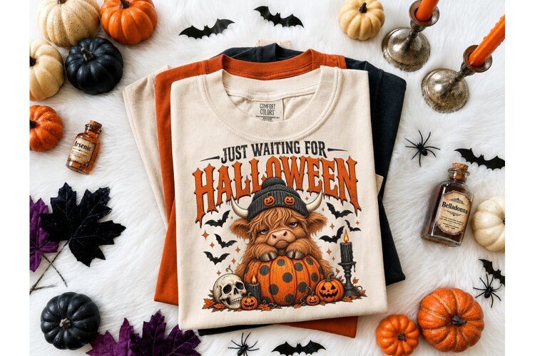 Just Waiting For Halloween PNG Tee example image 1