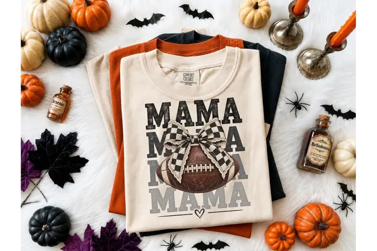 Football Mama Bow PNG Sublimation Tee
