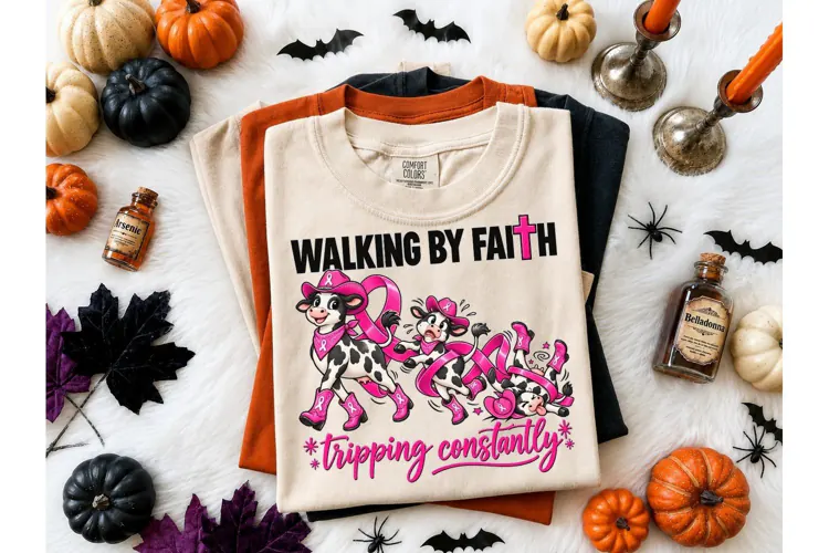 Walking By Faith Cow PNG Shirt Design