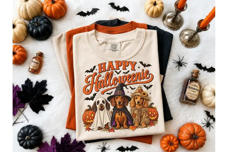 Happy Halloweenie Dachshund PNG Tee