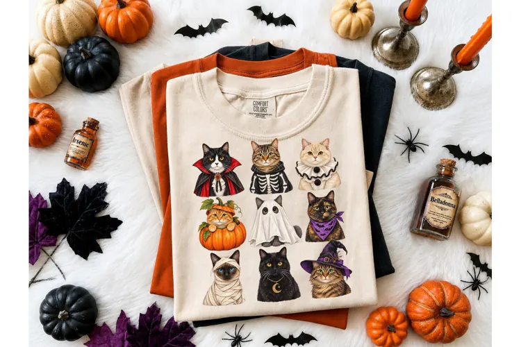 Halloween Cats Costume PNG Shirt Design