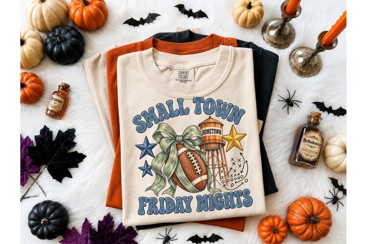 Small Town Friday Nights PNG Tee Design example image 1