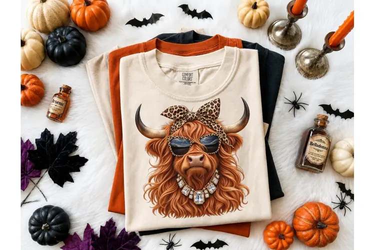 Highland Cow Glam PNG Sublimation Tee
