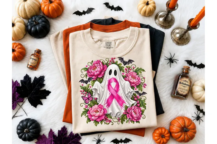 Ghost Breast Cancer Awareness PNG Tee