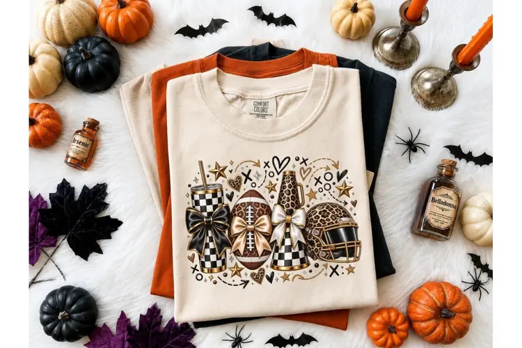 Halloween Football Cheer PNG Shirt Desig