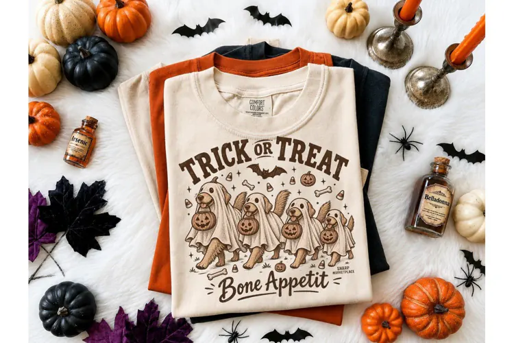 Trick or Treat Ghost Dogs PNG Tee Design