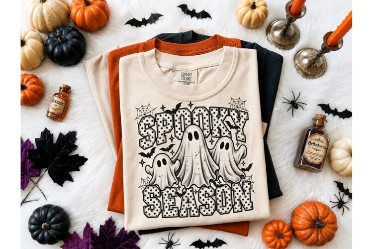 Spooky Season Ghost Halloween PNG Tee example image 1