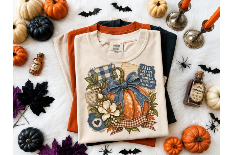 Fall Pumpkin Bow Autumn PNG Shirt Design