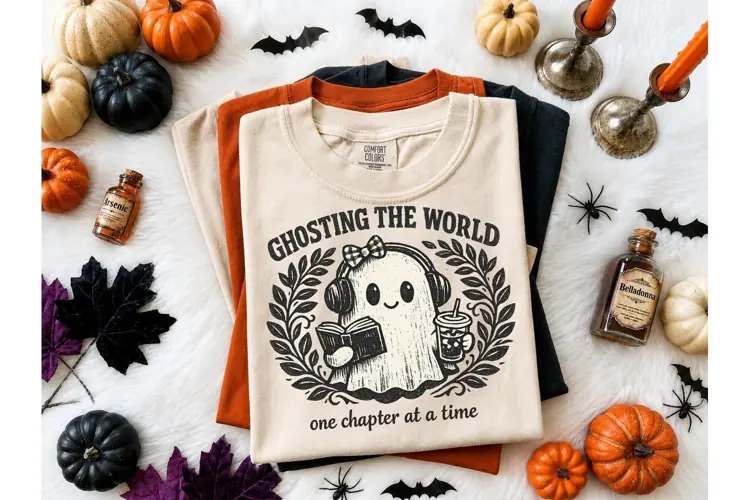 Ghosting The World Book PNG Tee Design
